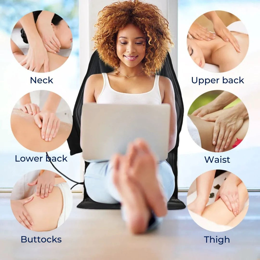 RelaxPulse | Massage Chair Pad – Heated Vibration Seat Cushion – Adjustable Lumbar Support – for Home, Office & Car Use Bowlift by Bowlift