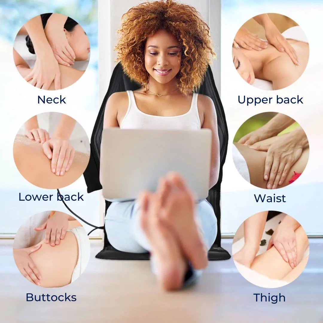 RelaxPulse | Massage Chair Pad – Heated Vibration Seat Cushion – Adjustable Lumbar Support – for Home, Office & Car Use Bowlift by Bowlift