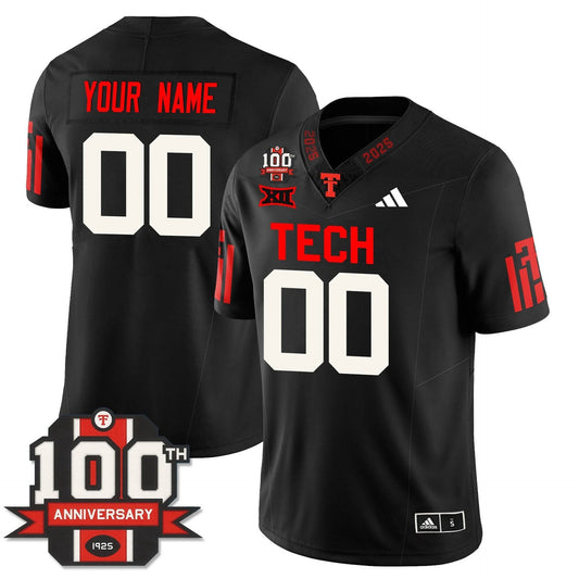 Custom Texas Tech Jersey Name, number Football 100th Anniversary Stitched Black by My Store NCAA Football Jerseys