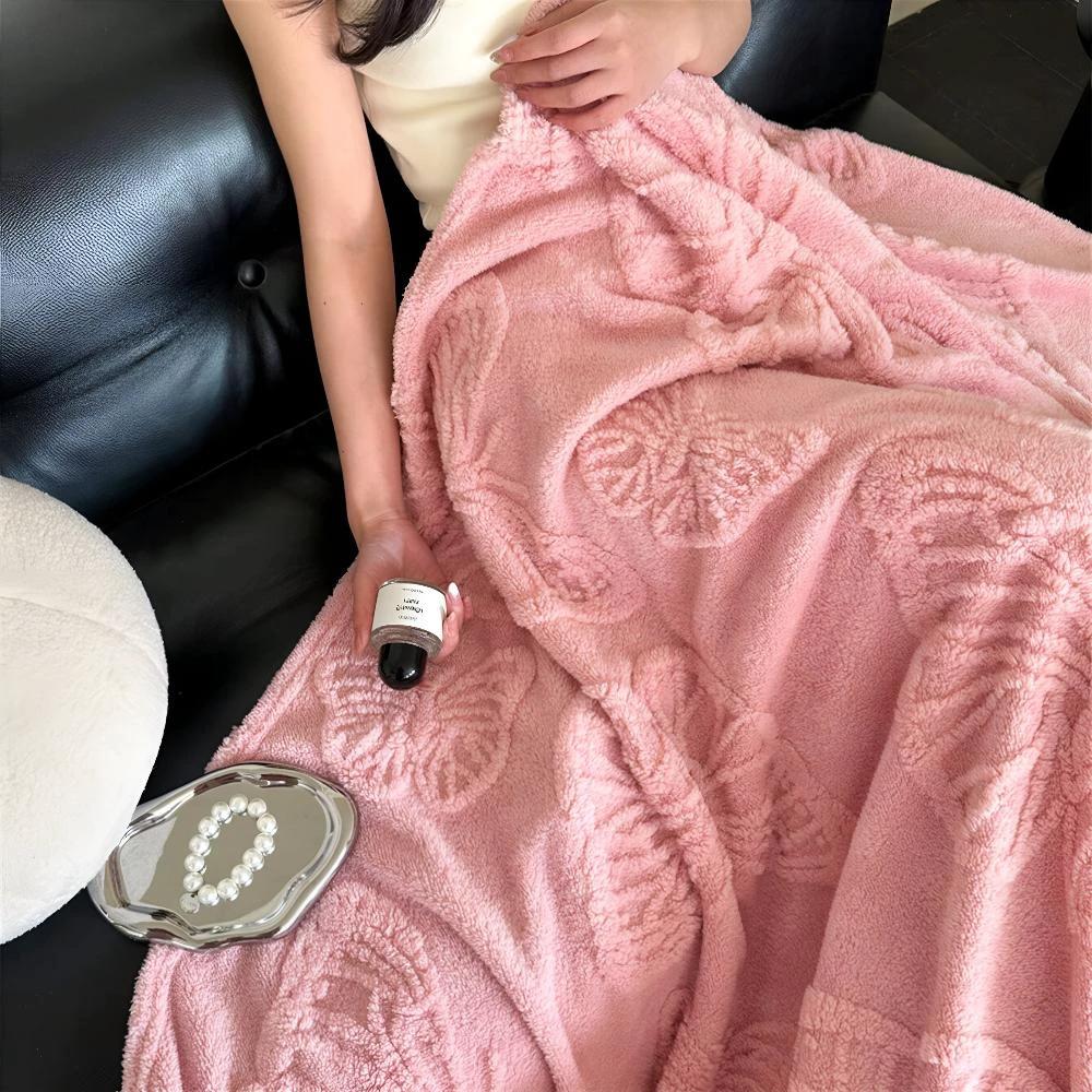 Butterfly Jacquard Flannel Blanket by Casa & Beyond