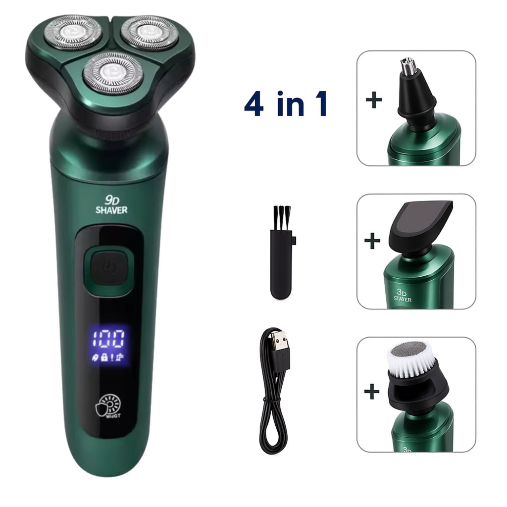 4-in-1 Grooming – Waterproof – LED Display – USB Rechargeable – Wet and Dry Shaving Bowlift by Bowlift