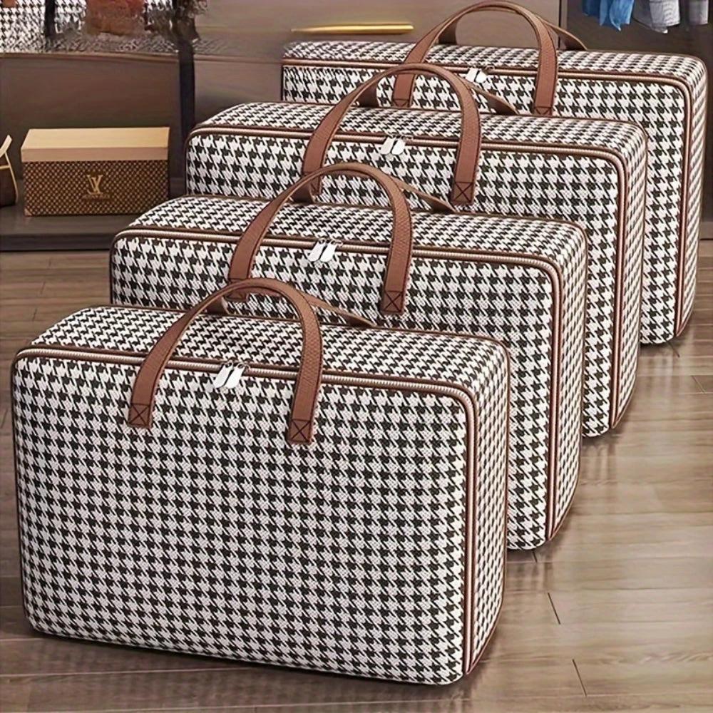 Durable Large Capacity Houndstooth Storage Suitcase by Casa & Beyond