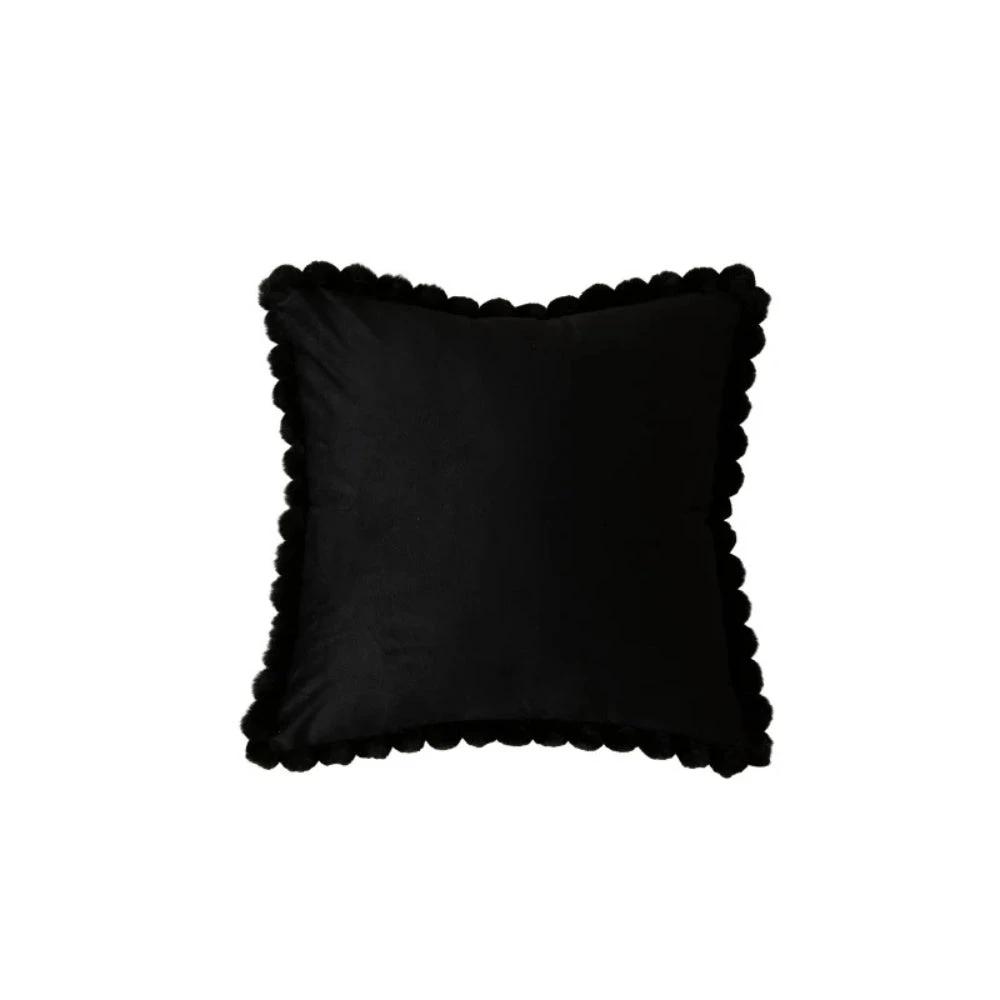 Velvet Pom-Pom Trim Cushion Cover by Casa & Beyond