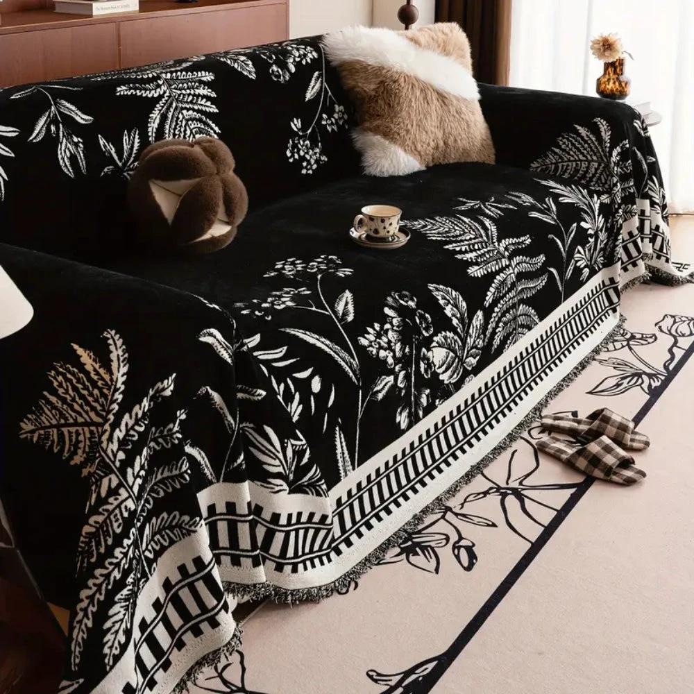 Foliage Floral Chenille Sofa Cover by Casa & Beyond