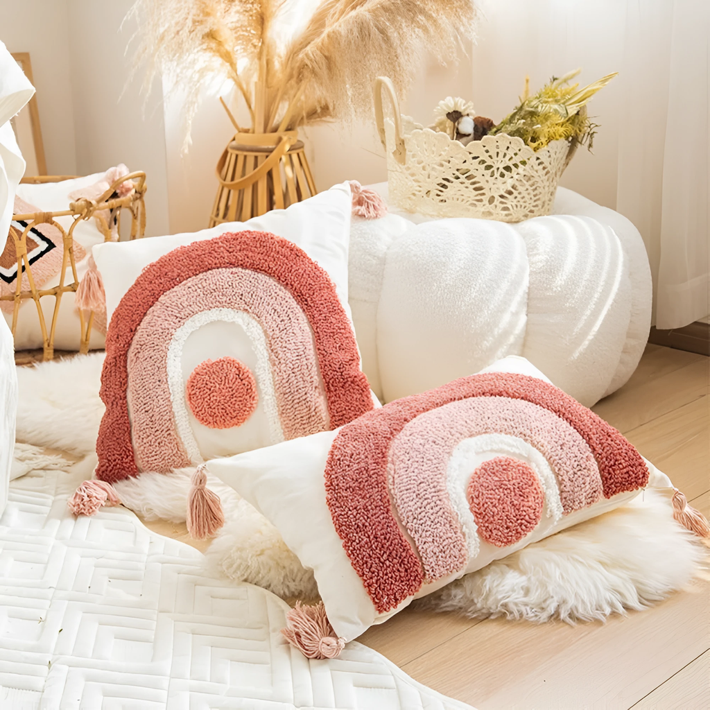 Tufted Embroidered Boho Cushion Cover by Casa & Beyond