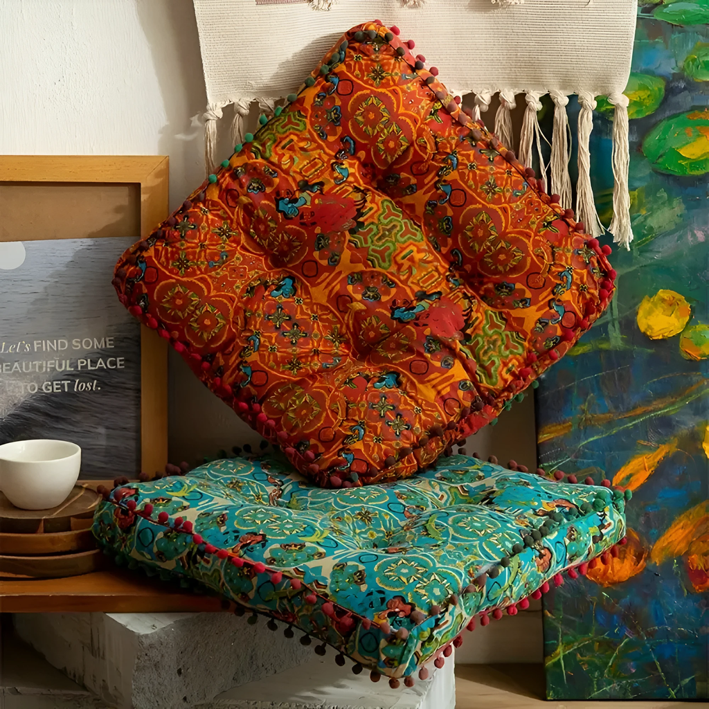 Bohemian Embroidered Floor Cushion by Casa & Beyond