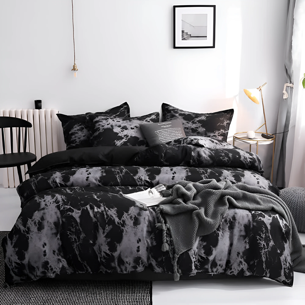 Luxe Black Marble | 3pcs Duvet Cover Sets by Casa & Beyond