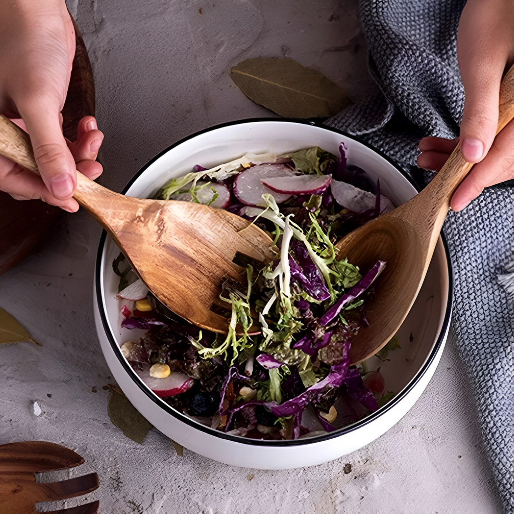 Rustic Teak Salad Serving Set | 2 Pcs by Casa & Beyond