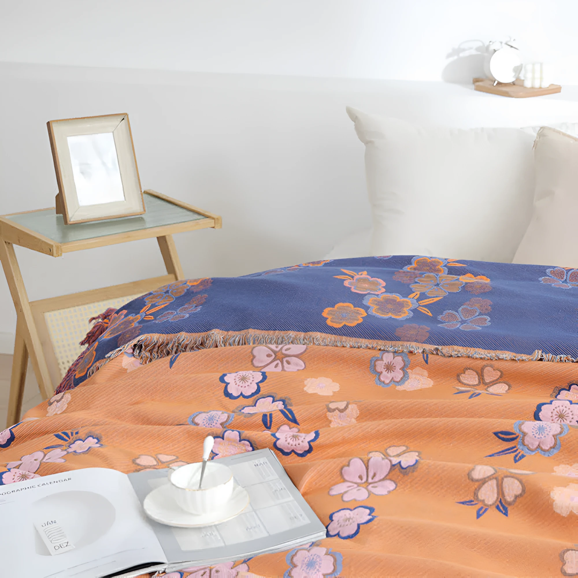 Blooming Flowers Tassel Blanket by Casa & Beyond