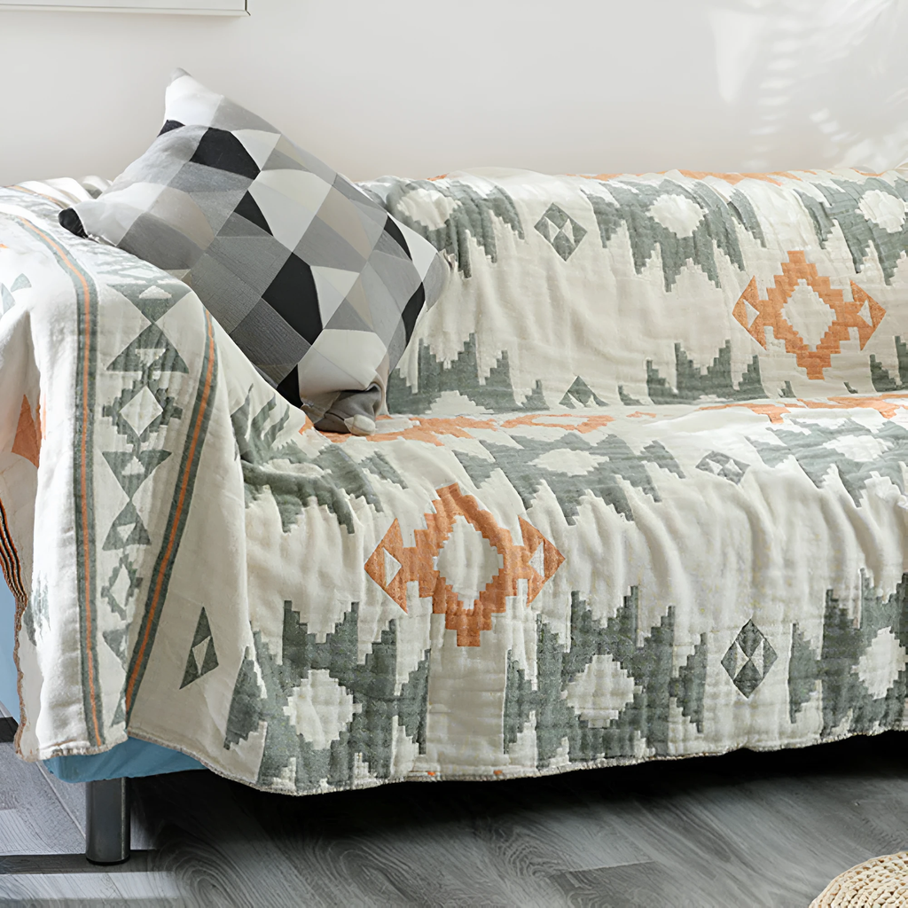 Reversible Geometric Blanket Sofa Cover by Casa & Beyond