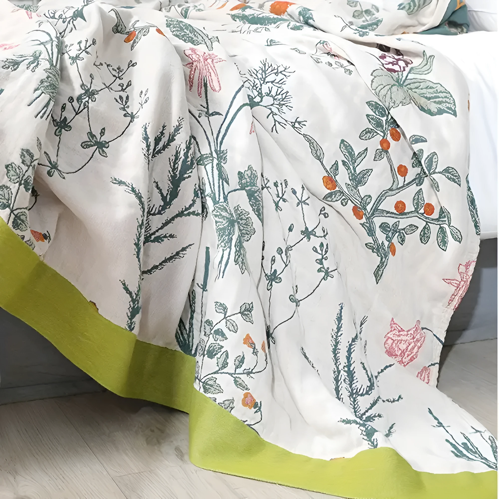 Farmhouse Floral Cotton Gauze Blanket by Casa & Beyond
