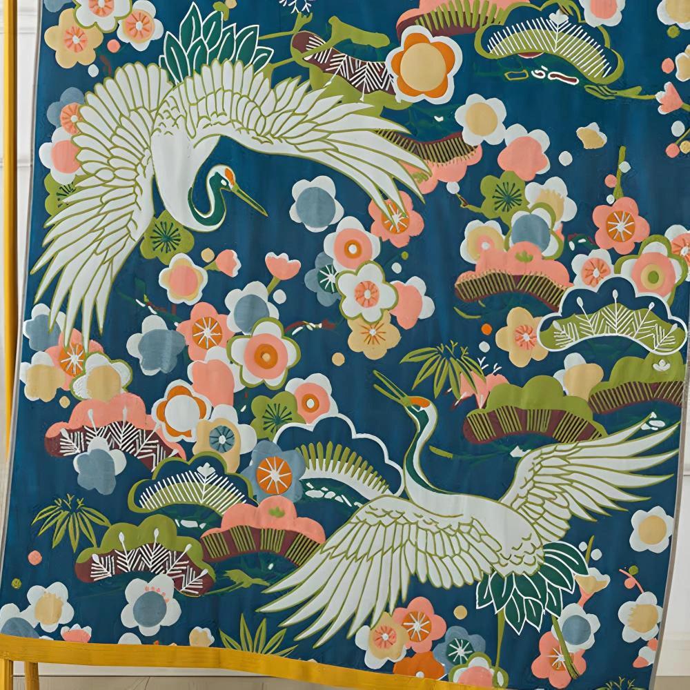 Lush Flower Cranes Bath Towel by Casa & Beyond
