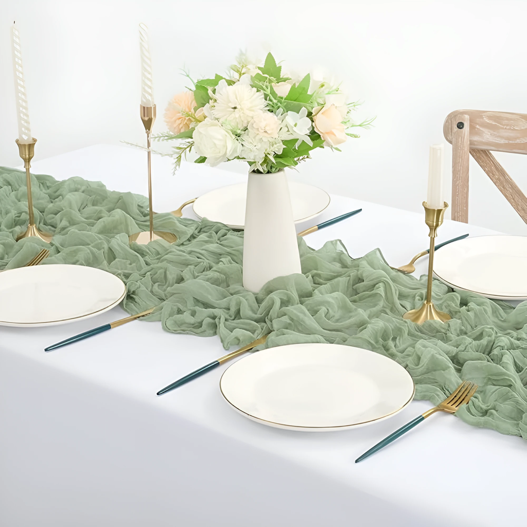 Cheesecloth Flowy Table Runner | 10 Pcs Set by Casa & Beyond