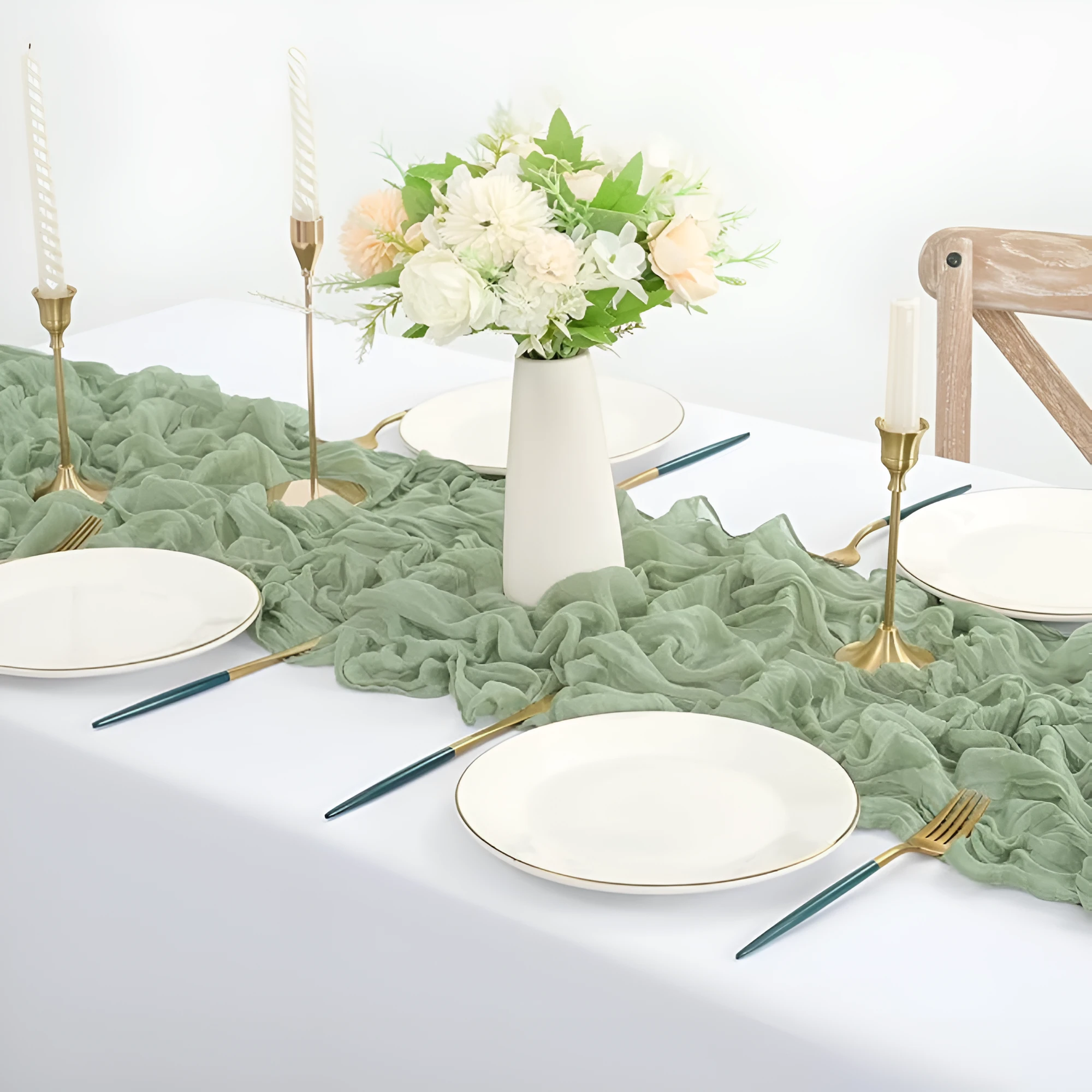 Cheesecloth Flowy Table Runner | 10 Pcs Set by Casa & Beyond