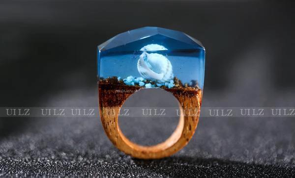Quanta - Blue Seashell Resin Ring by Bowlift