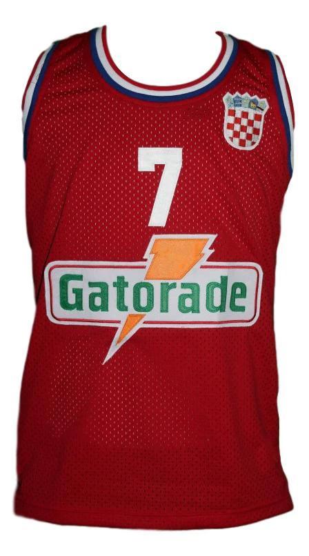 Toni Kukoc Jersey #7 Croatia Yugoslavia Custom Basketball Red by My store basketball