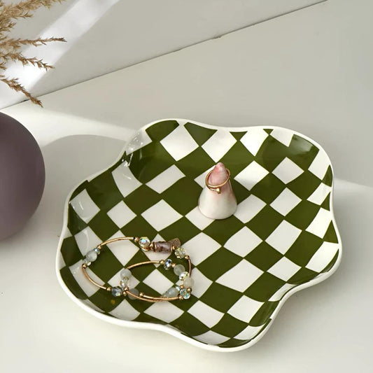 Classic Checkered Ceramic Plate by Casa & Beyond