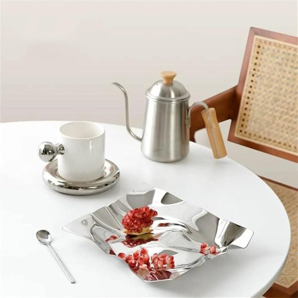 Wrinkled Stainless Steel Obsidian Tray by Casa & Beyond