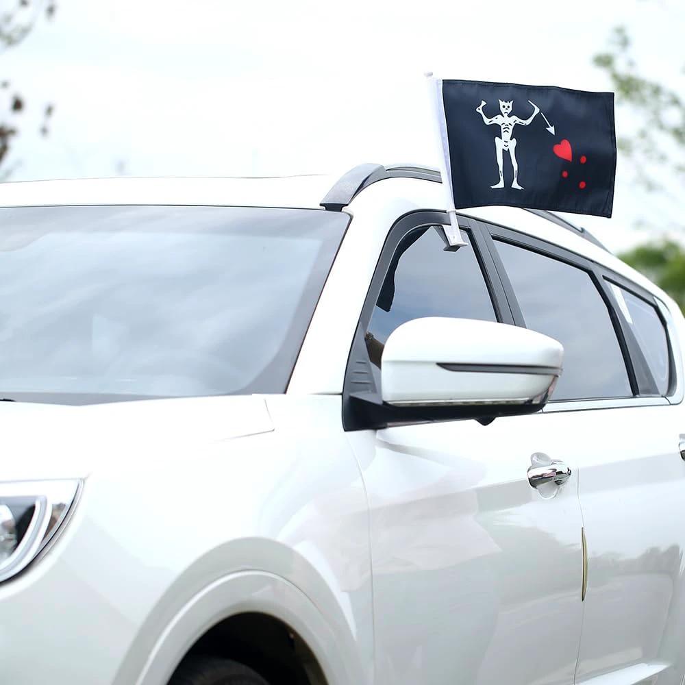Edward Pirates Flag Car Window Flag of Edward Pirates 11X18Inch(28x46cm) 100% Polyester, Strong White Flagpole by flagsshop