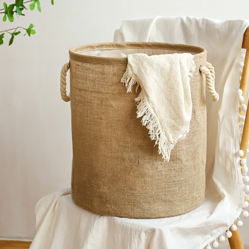 Cotton Linen Waterproof Foldable Laundry Basket by Casa & Beyond