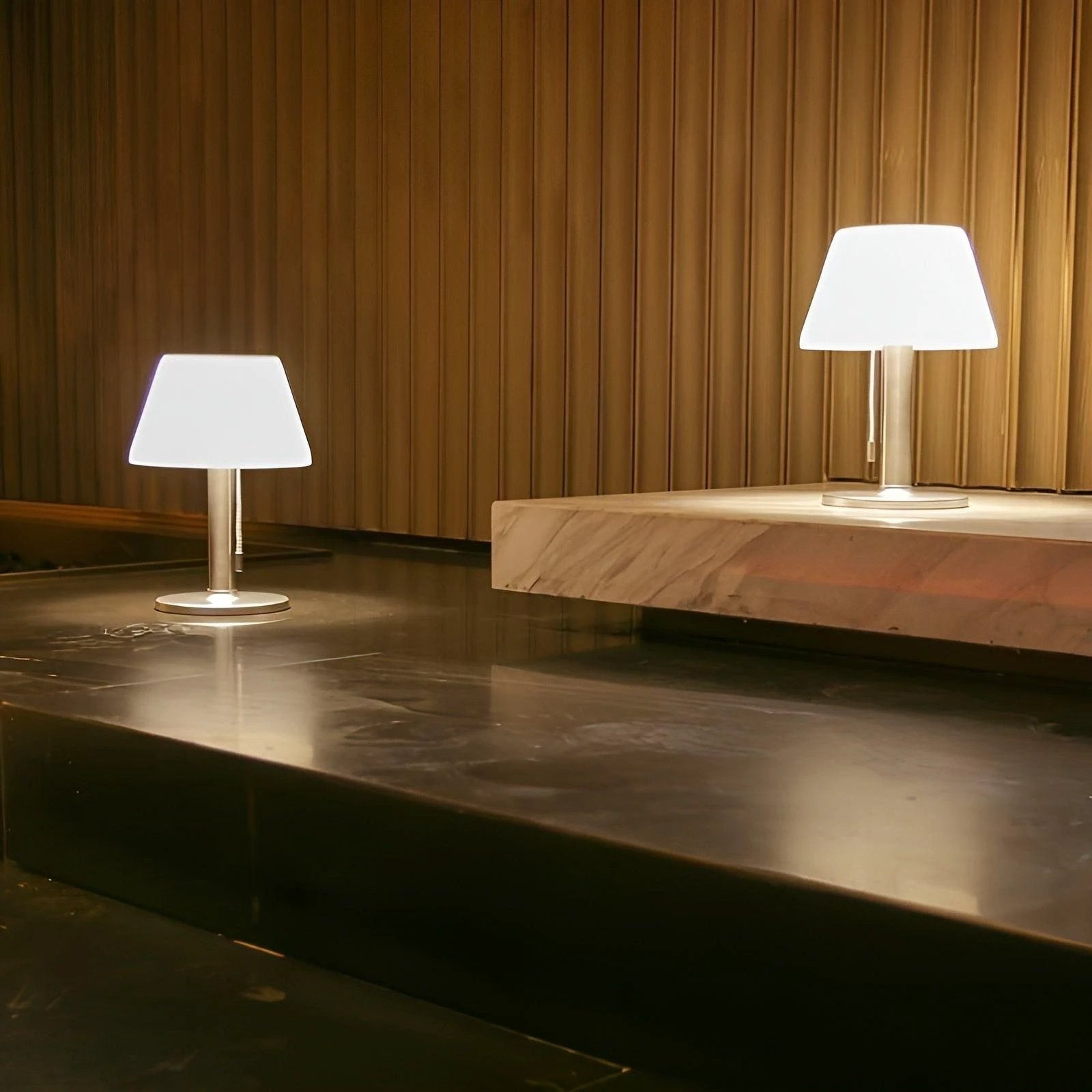 Elegant solid table lamp for outdoor charm Bowlift by Bowlift