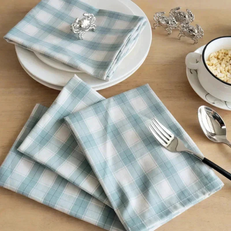 2PCS Plaid Cloth Napkin Square Napkin Western Napkin Nordic Style by Bowlift