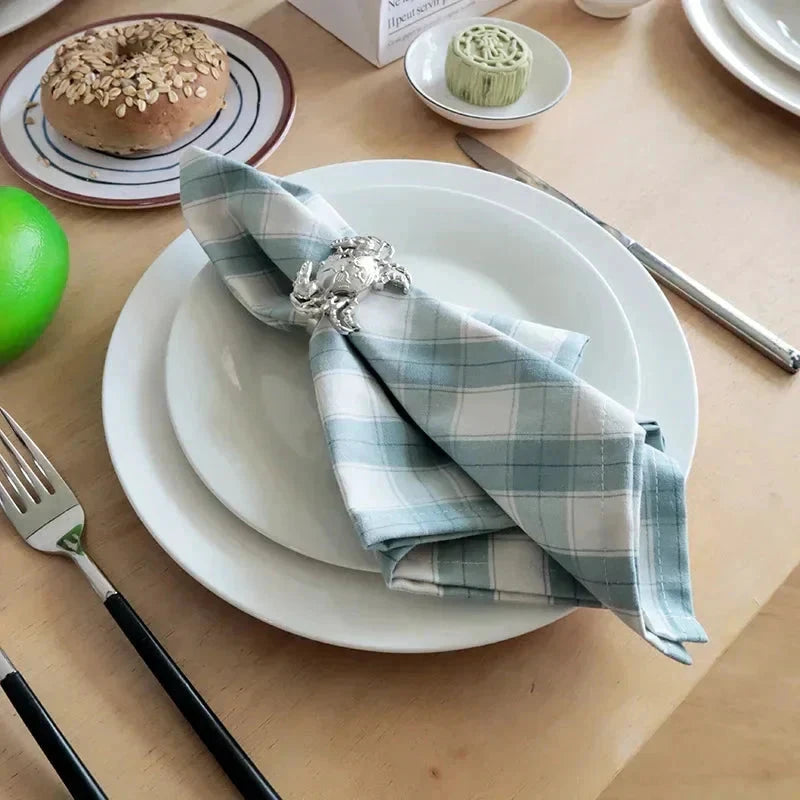 2PCS Plaid Cloth Napkin Square Napkin Western Napkin Nordic Style by Bowlift