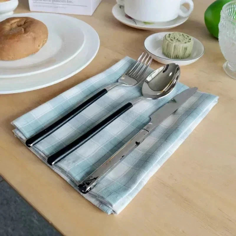 2PCS Plaid Cloth Napkin Square Napkin Western Napkin Nordic Style by Bowlift