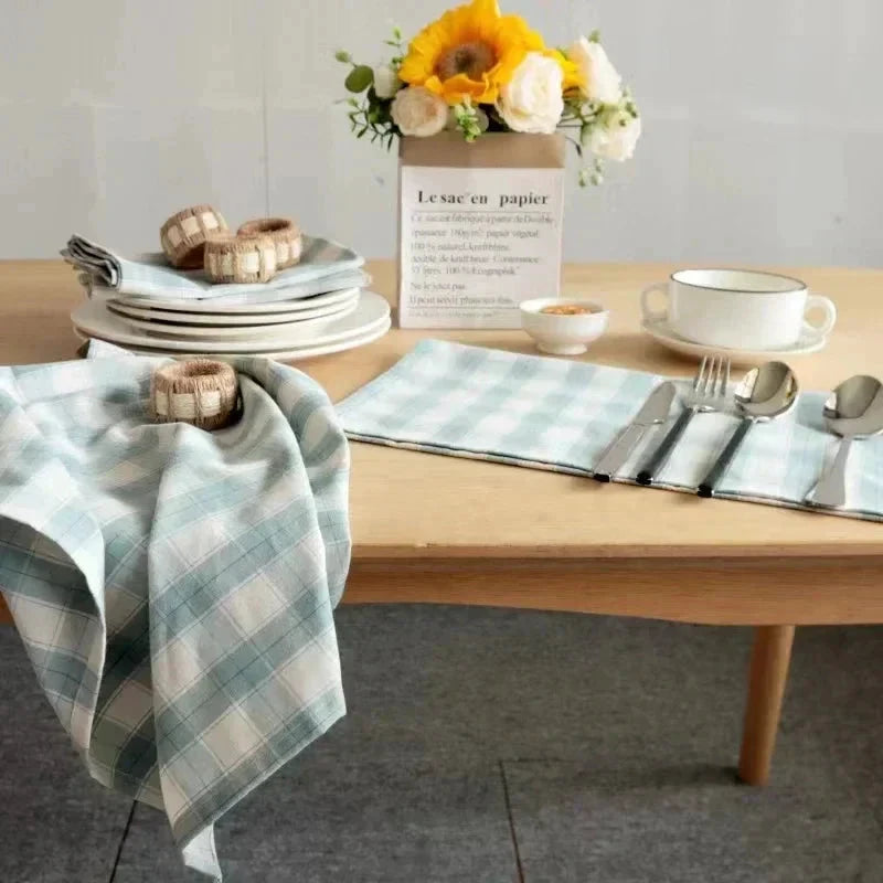 2PCS Plaid Cloth Napkin Square Napkin Western Napkin Nordic Style by Bowlift