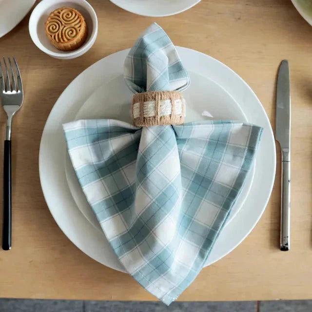 2PCS Plaid Cloth Napkin Square Napkin Western Napkin Nordic Style by Bowlift