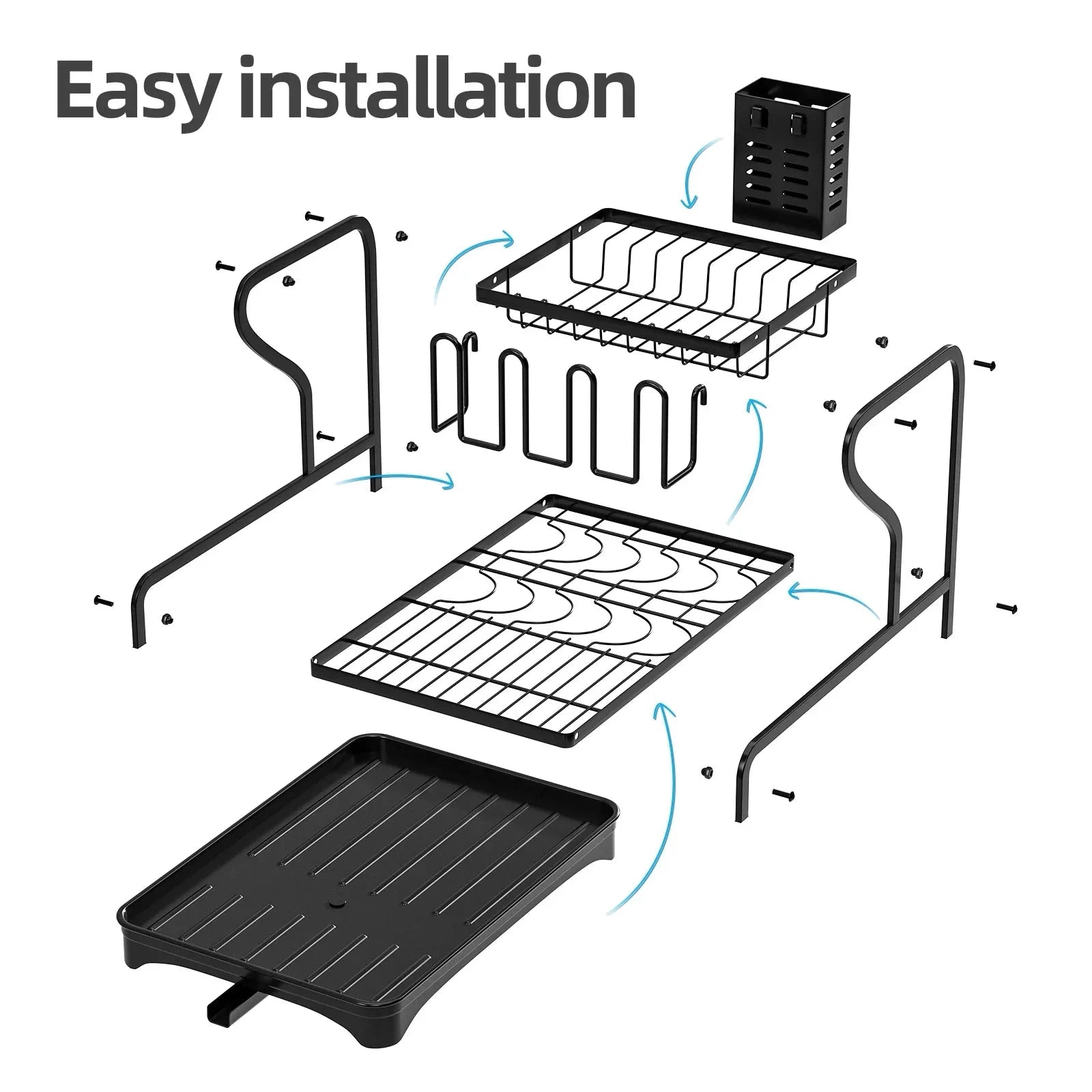 2Tier Metal Dish Drying Drainer Rack With Drainboard Kitchen Counter by Bowlift