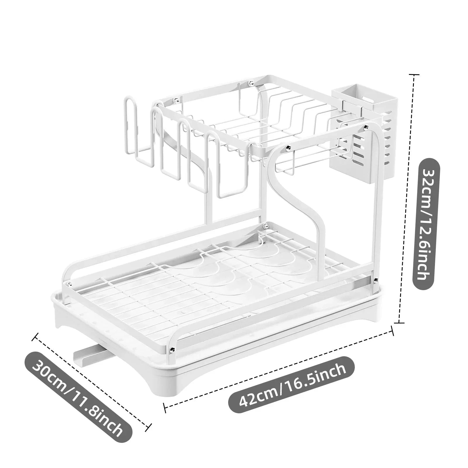 2Tier Metal Dish Drying Drainer Rack With Drainboard Kitchen Counter by Bowlift