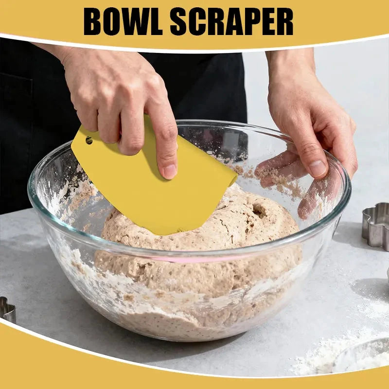 3-in-1 Stainless Steel Dough Scraper Set Bench Bowl Cake Pastry Scraper by Bowlift