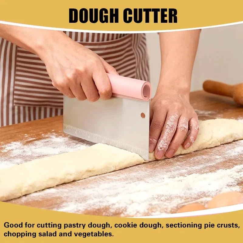 3-in-1 Stainless Steel Dough Scraper Set Bench Bowl Cake Pastry Scraper by Bowlift