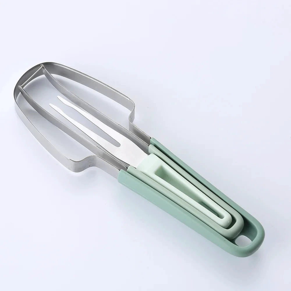 3-in-1 Watermelon Fork Slicer Stainless Steel Fruit Cutting Tool Set by Bowlift