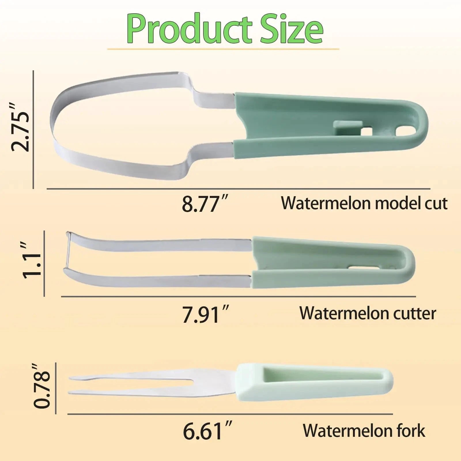 3-in-1 Watermelon Fork Slicer Stainless Steel Fruit Cutting Tool Set by Bowlift