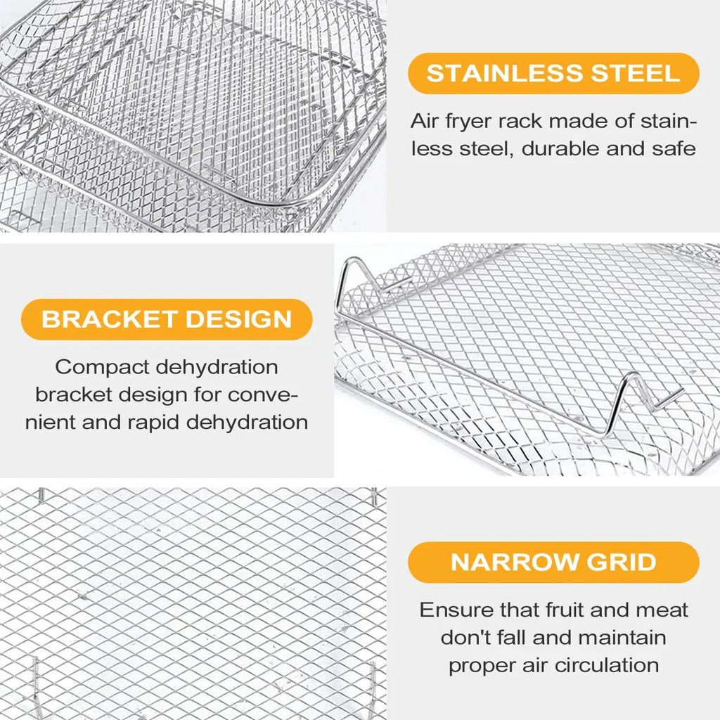 3-Tier Stainless Steel Air Fryer Rack Universal Stackable Accessory by Bowlift