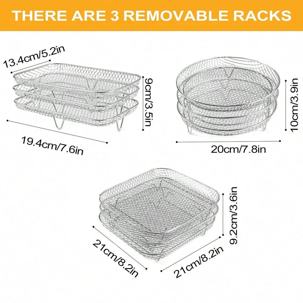 3-Tier Stainless Steel Air Fryer Rack Universal Stackable Accessory by Bowlift