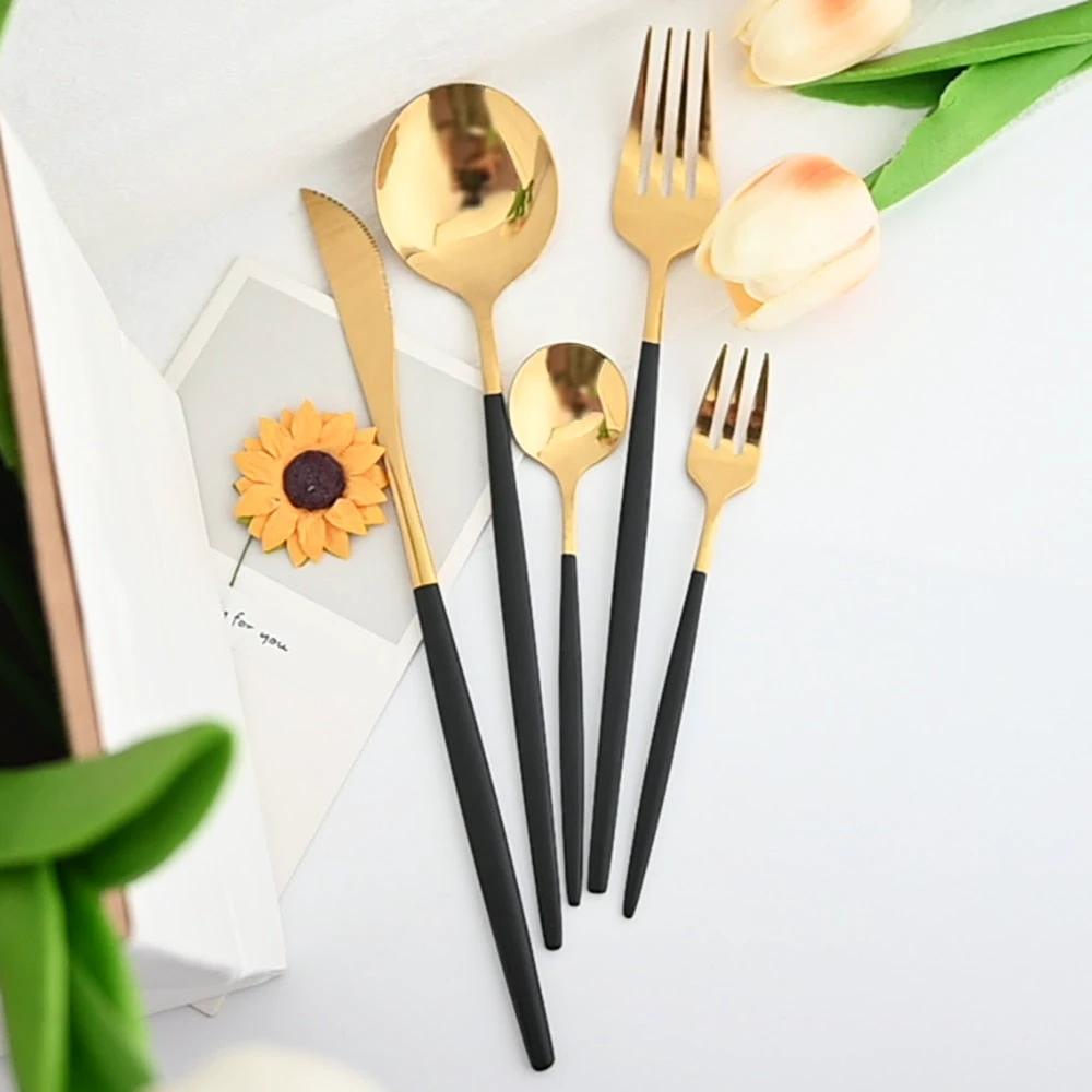 30Pcs Dinnerware Set Flatware Cutlery Set Stainless Steel Tableware by Bowlift