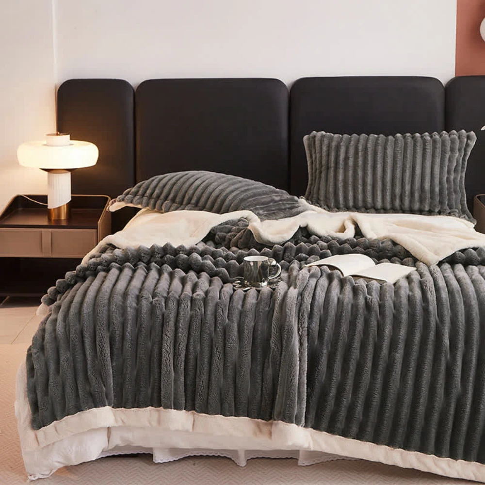 Snuggly Faux Fur Fleece Blanket by Casa & Beyond