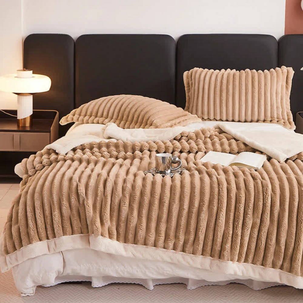 Snuggly Faux Fur Fleece Blanket by Casa & Beyond