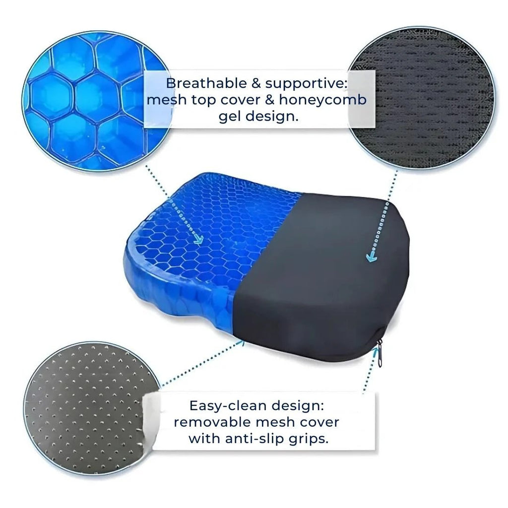 ComfortGel Orthopedic Gel Seat Cushion | Pressure Relief - Tailbone Pain - Lower Back Support - For Office Chair - Car - Wheelchair Use Bowlift by Bowlift