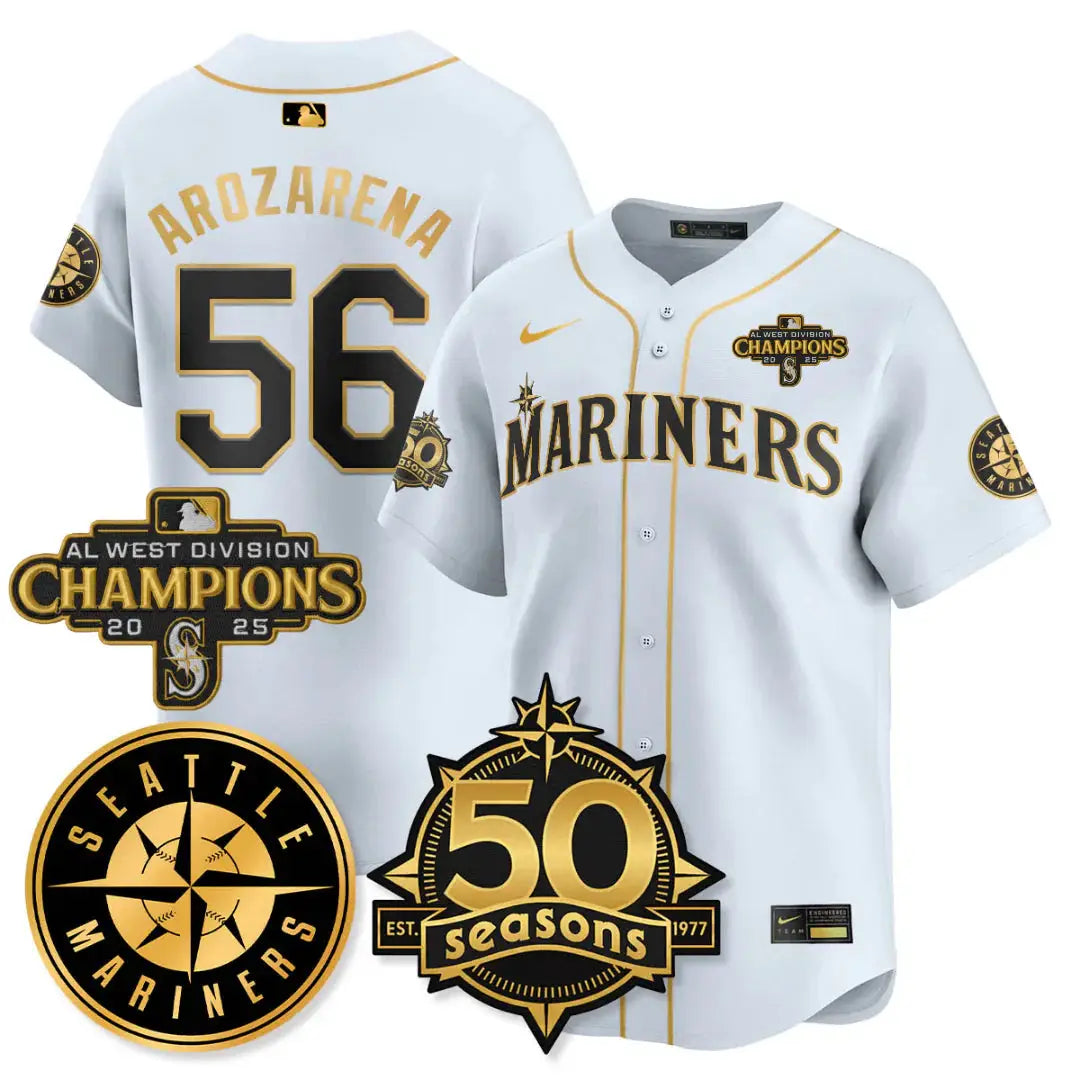 SEA Vapor Premier Limited Gold Jersey - 50th Anniversary & AL West Division Champions - All Stitched by Digigearus