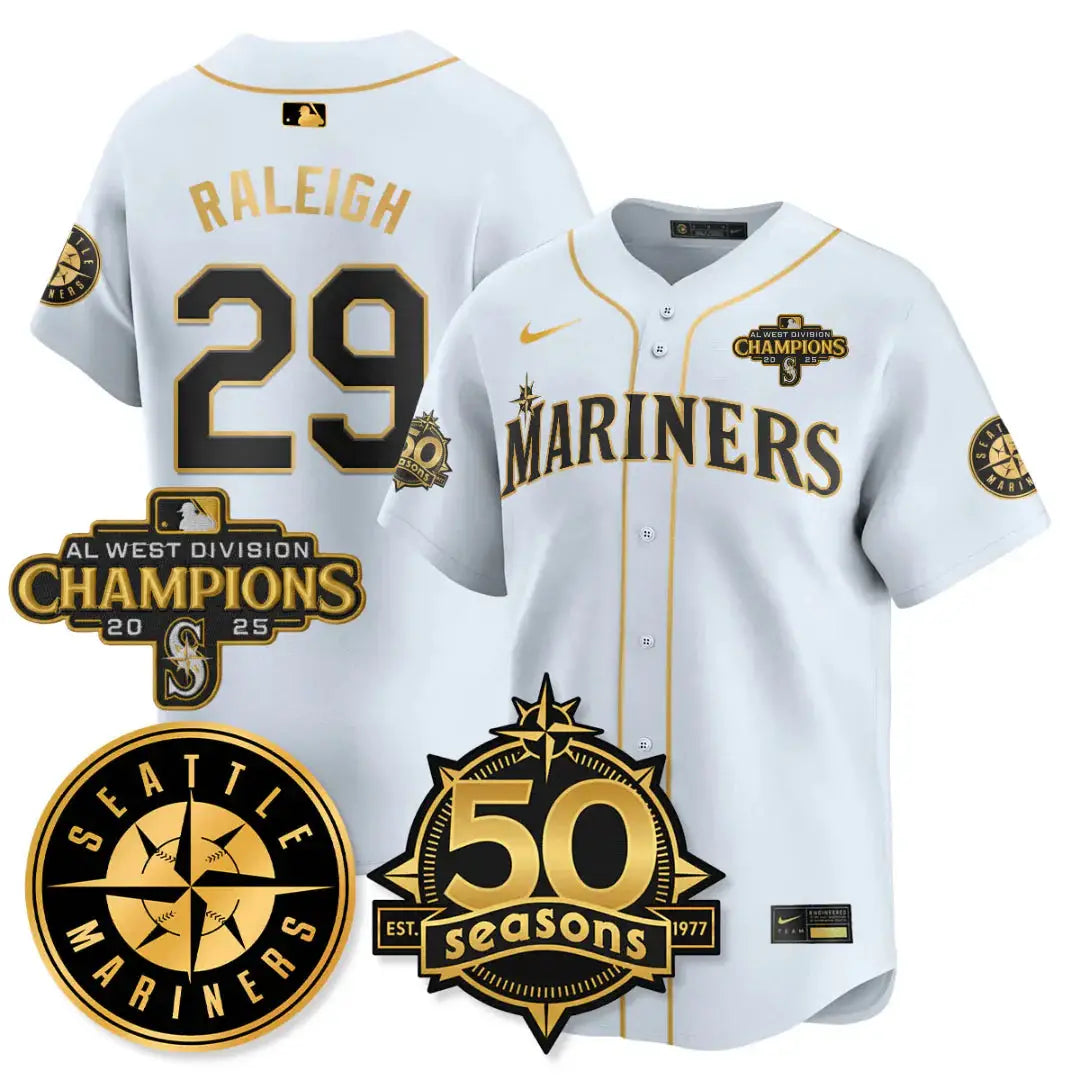 SEA Vapor Premier Limited Gold Jersey - 50th Anniversary & AL West Division Champions - All Stitched by Digigearus