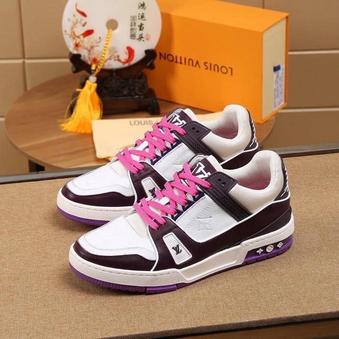 Luxury Virgil Trainer Sneakers Shoes Signature White Purple Monogram by Air Jordan