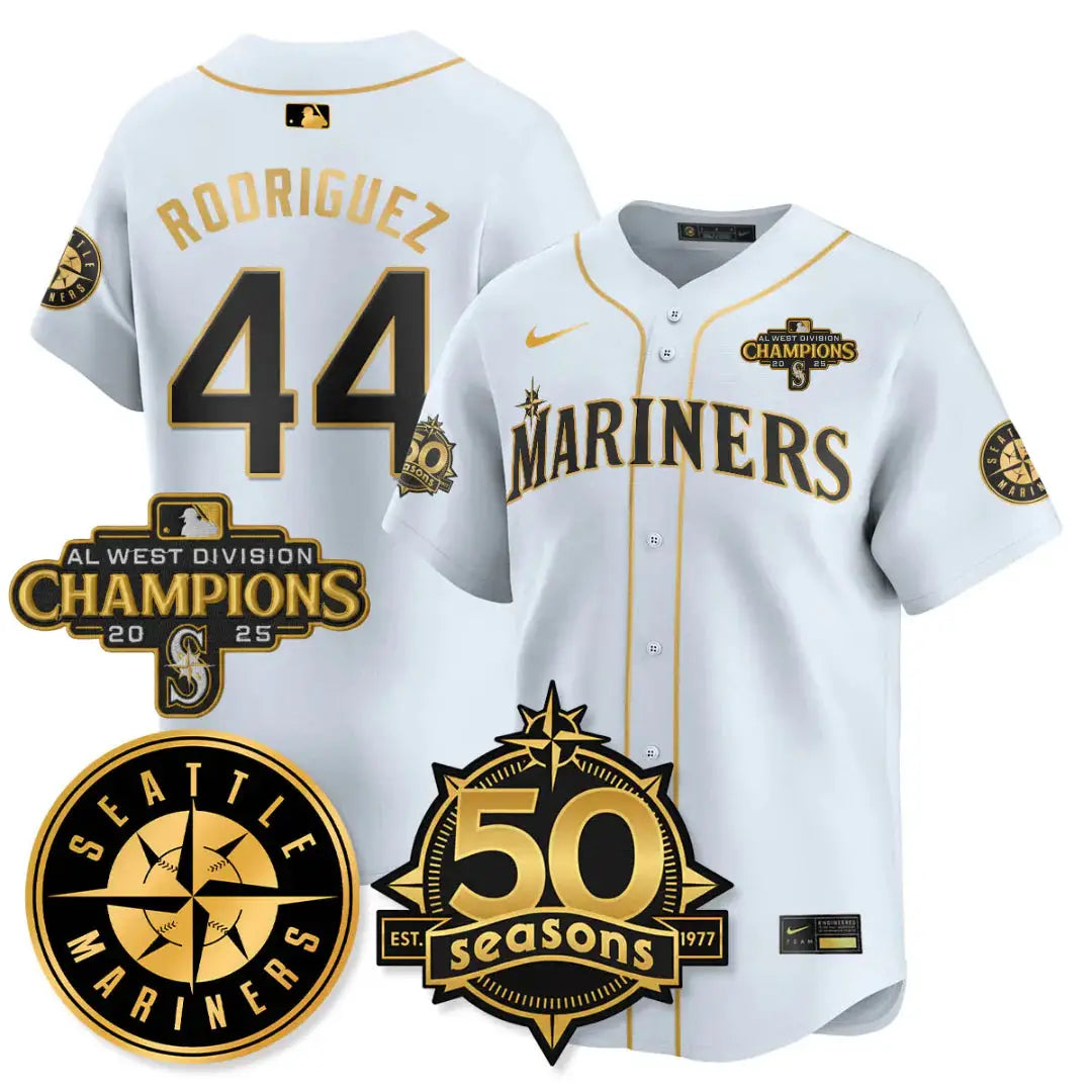 SEA Vapor Premier Limited Gold Jersey - 50th Anniversary & AL West Division Champions - All Stitched by Digigearus