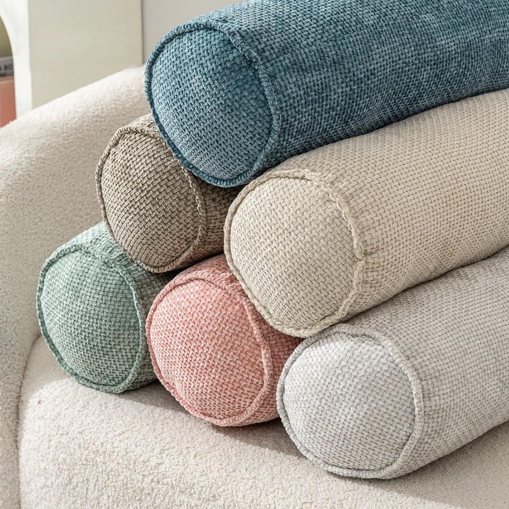 BowLift 丨 Chenille Cylinder Pillow Japanese Minimal Sofa Pillow Ergonomic Cervical Pillow by BowLift