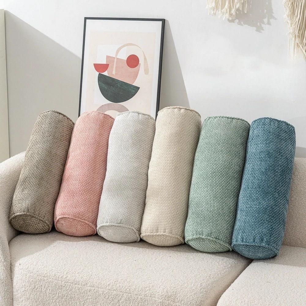 BowLift 丨 Chenille Cylinder Pillow Japanese Minimal Sofa Pillow Ergonomic Cervical Pillow by BowLift