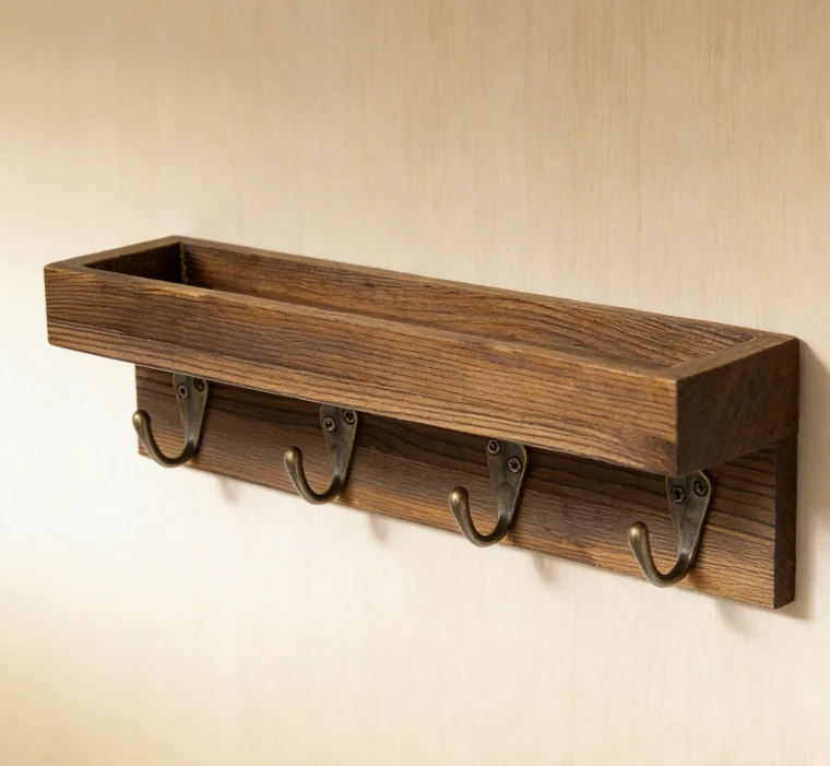 Creative Solid Wood Hook Rack by BowLift