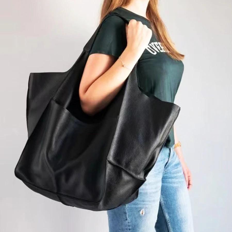 BowLift 丨 Women's Fashionable Simple Soft Leather Large Capacity Shoulder Tote Bag by BowLift